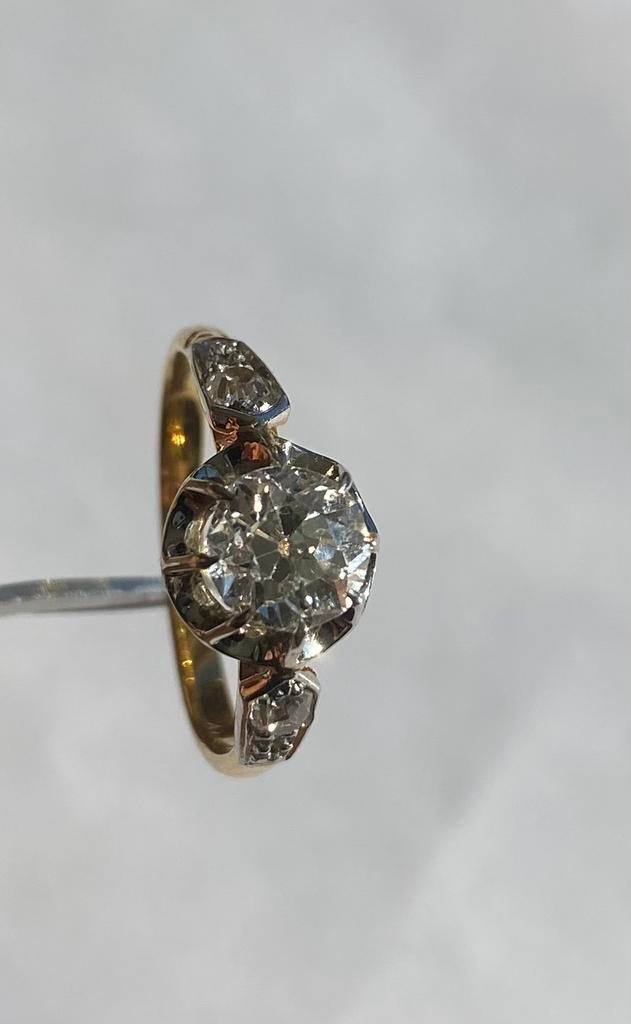 Antieke diamanten ring Old European Cut, Sieraden, Tassen en Uiterlijk, Antieke sieraden, Ophalen, Goud, Ring, Met edelsteen