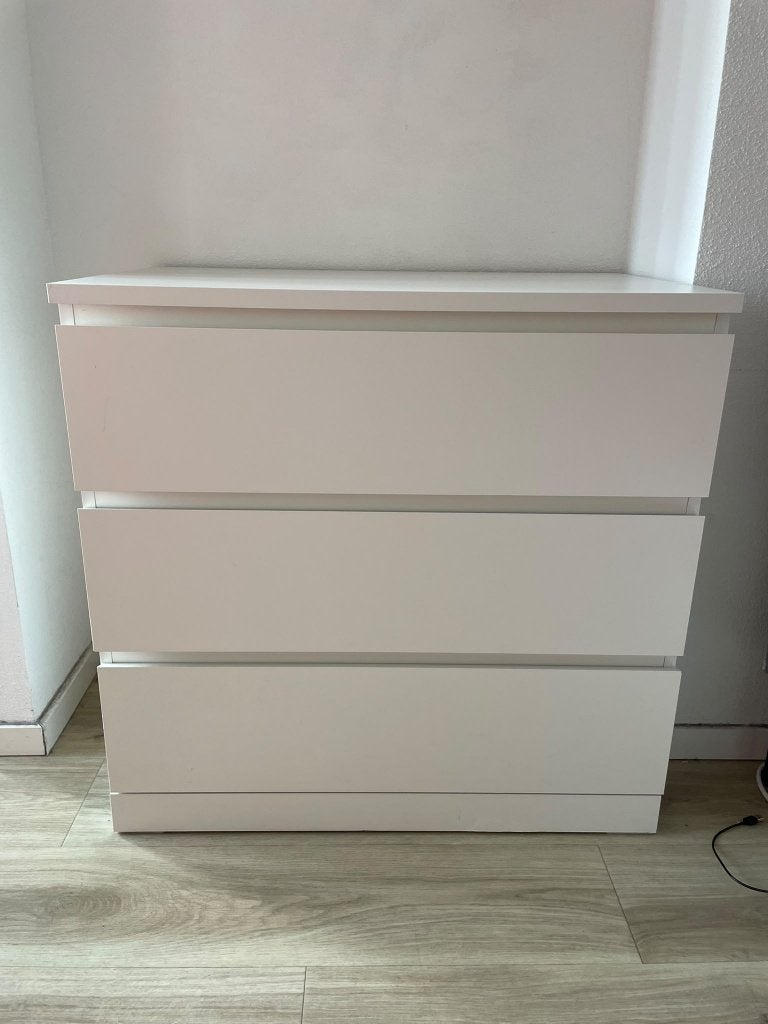 IKEA MALM ladekast met 3 laden - wit, Ophalen, 50 tot 100 cm, Zo goed als nieuw, 3 of 4 laden