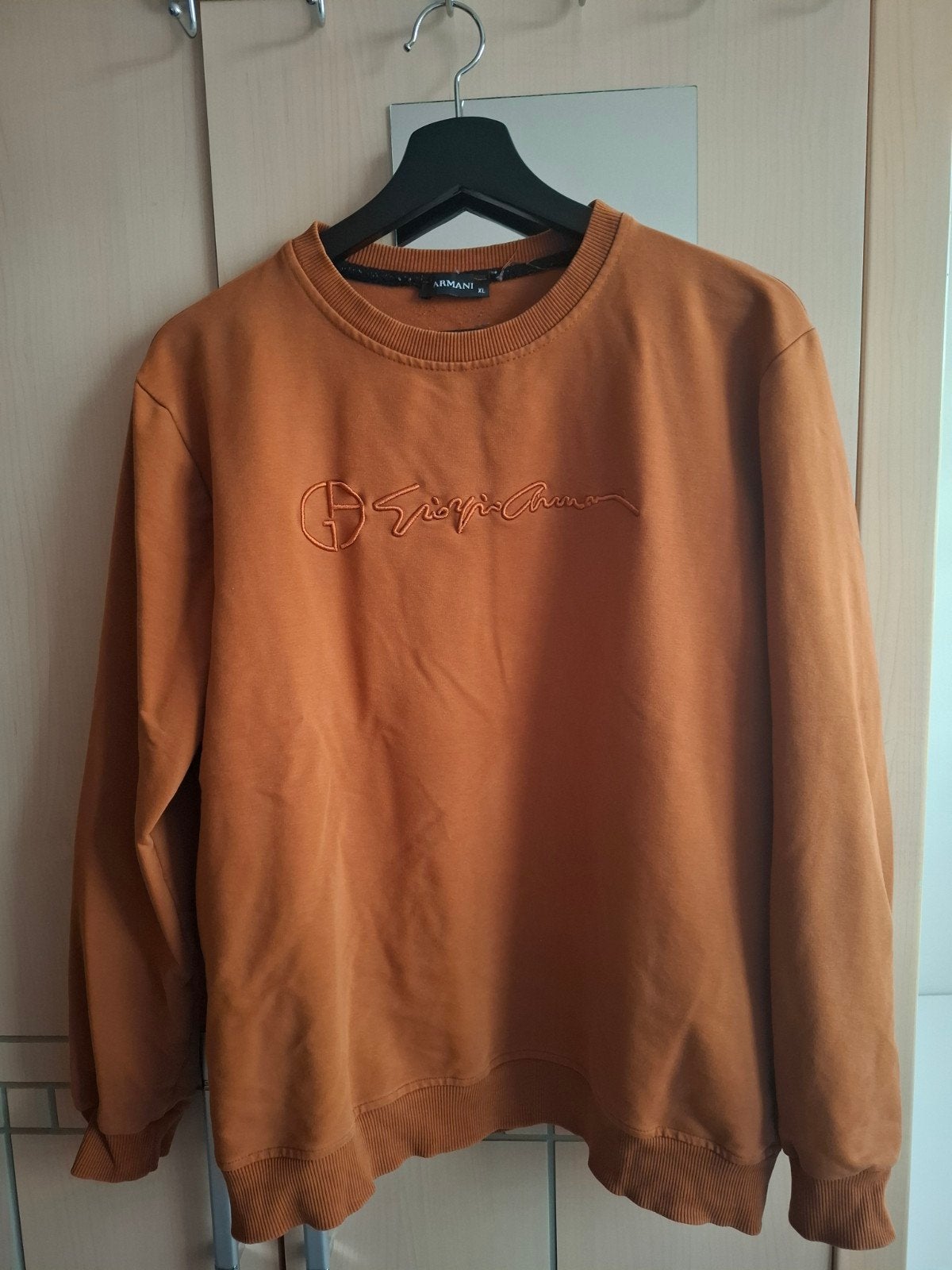 Armani Heren Sweater - Oranje/Bruin - Maat XL (eu = M), Kleding | Heren, Truien en Vesten, Gedragen, Maat 48/50 (M), Oranje, Ophalen of Verzenden