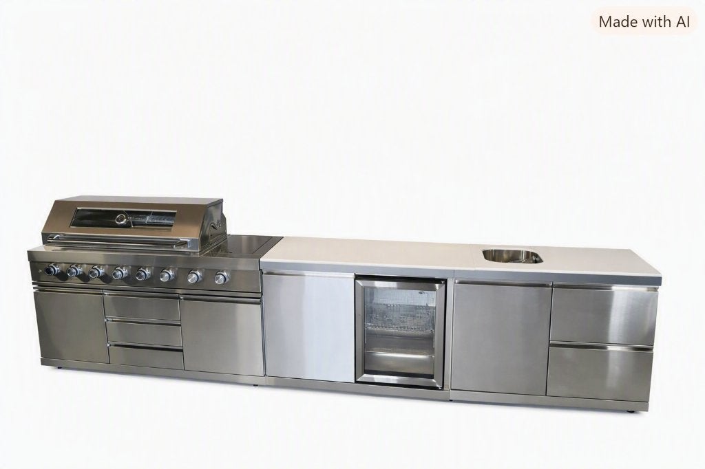 Buitenkeuken/BBQ/Spoelbak/Koelkast/RVS, Steen/Sideburner, Onbekend, Nieuw, Ophalen of Verzenden, Gas