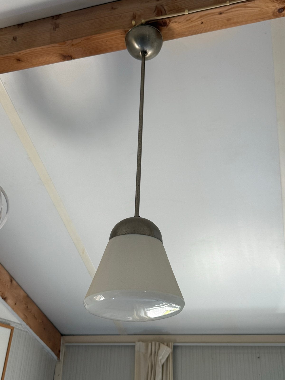 Bauhaus/Art Deco Hanglamp, Huis en Inrichting, Lampen | Hanglampen, Ophalen, Gebruikt, Glas, E27 (groot)