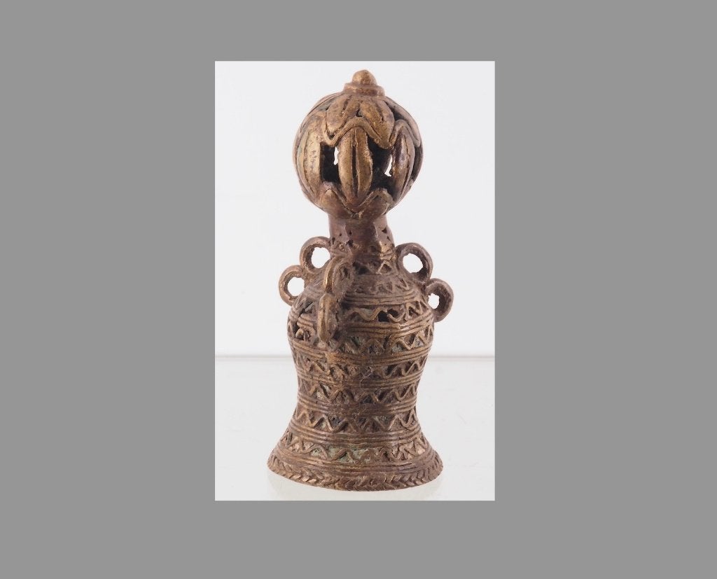 Unieke Afrikaanse Bronzen Tikar Ceremonie Bel (170814-01), Ophalen of Verzenden, Brons