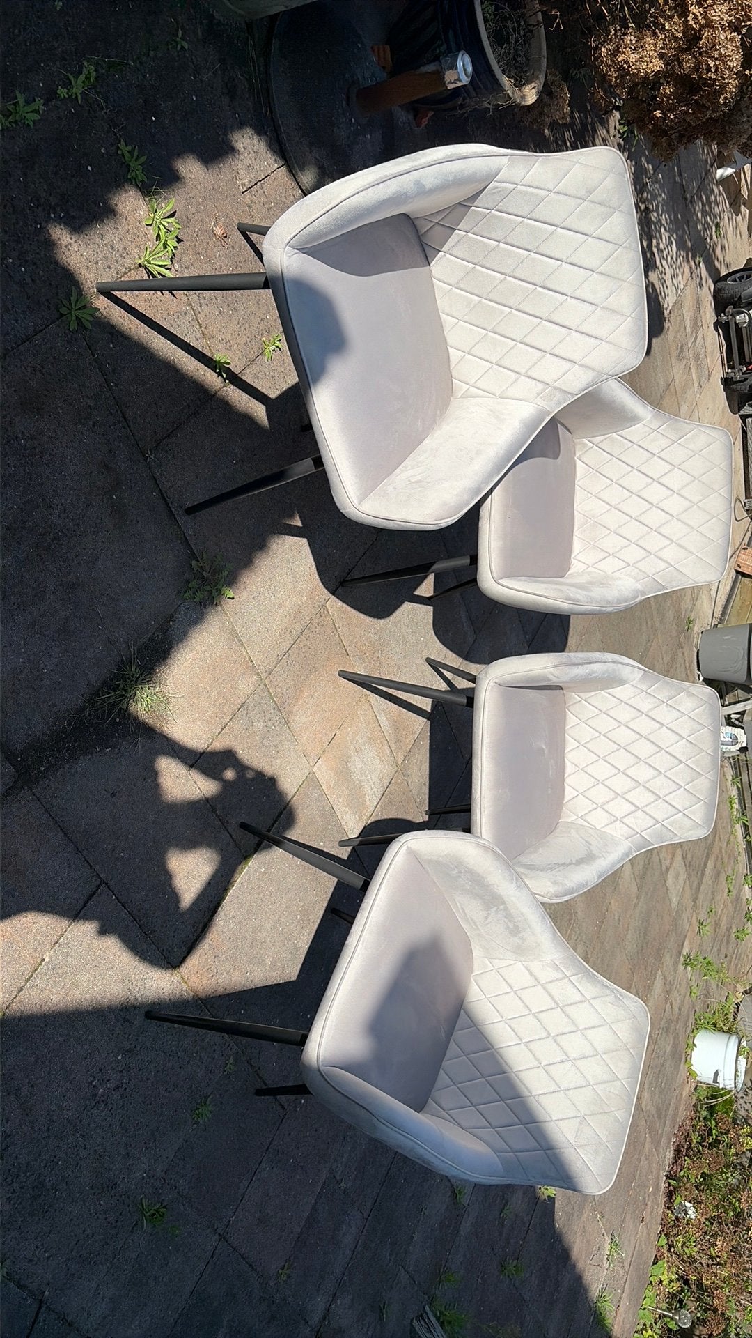 4 eetkamer stoelen - zo goed als nieuw, Ophalen, Zo goed als nieuw, Grijs
