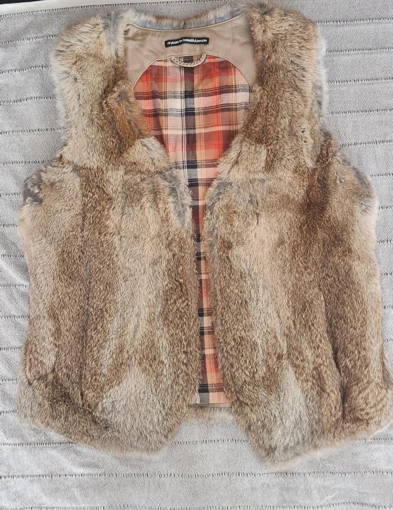 Prachtige DRYKORN gilet – Echt leer & konijnenbont, Kleding | Dames, Ophalen of Verzenden, Zo goed als nieuw, Maat 38/40 (M), Bruin