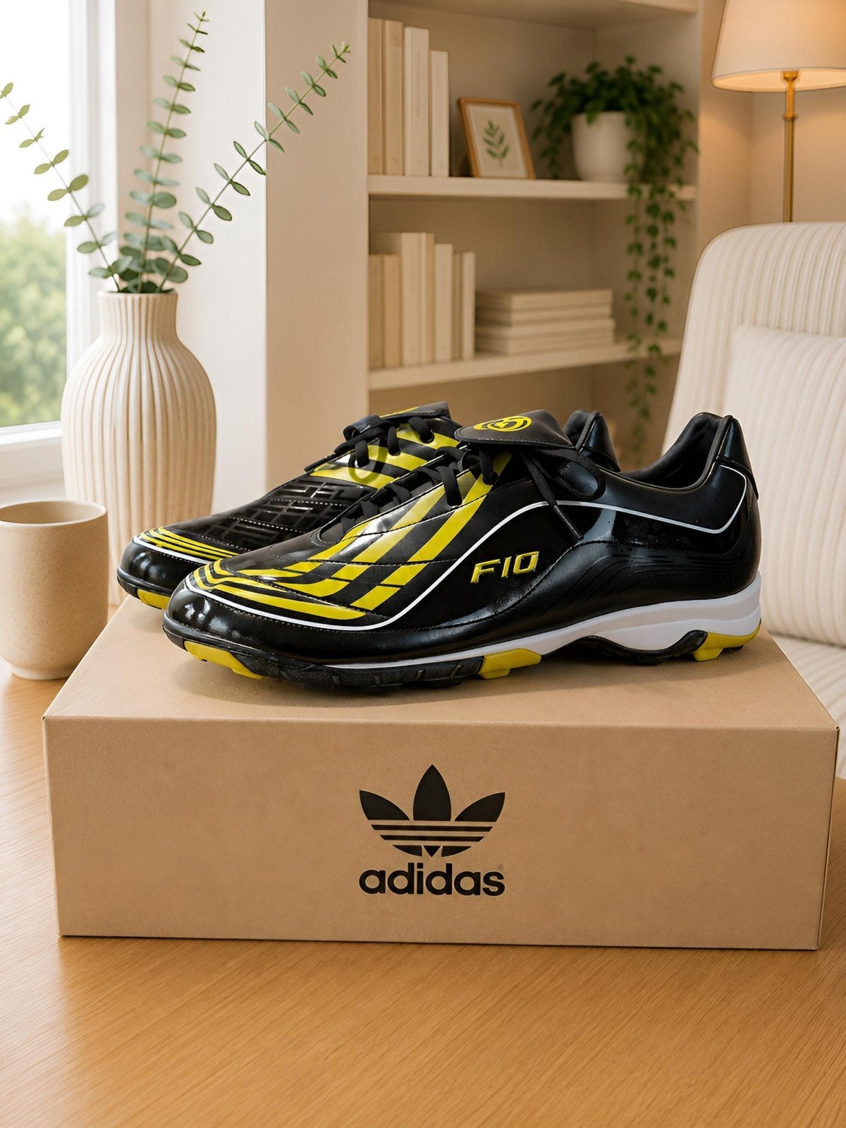 F10 Voetbalschoenen Zwart/Geel –  Kunstgras, Maat XS of kleiner, Schoenen, Nieuw, Ophalen of Verzenden