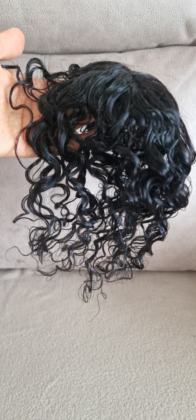 Echt Menselijk Haar Topper - Krullend Zwart, Ophalen of Verzenden, Zo goed als nieuw, Pruik of Haarverlenging