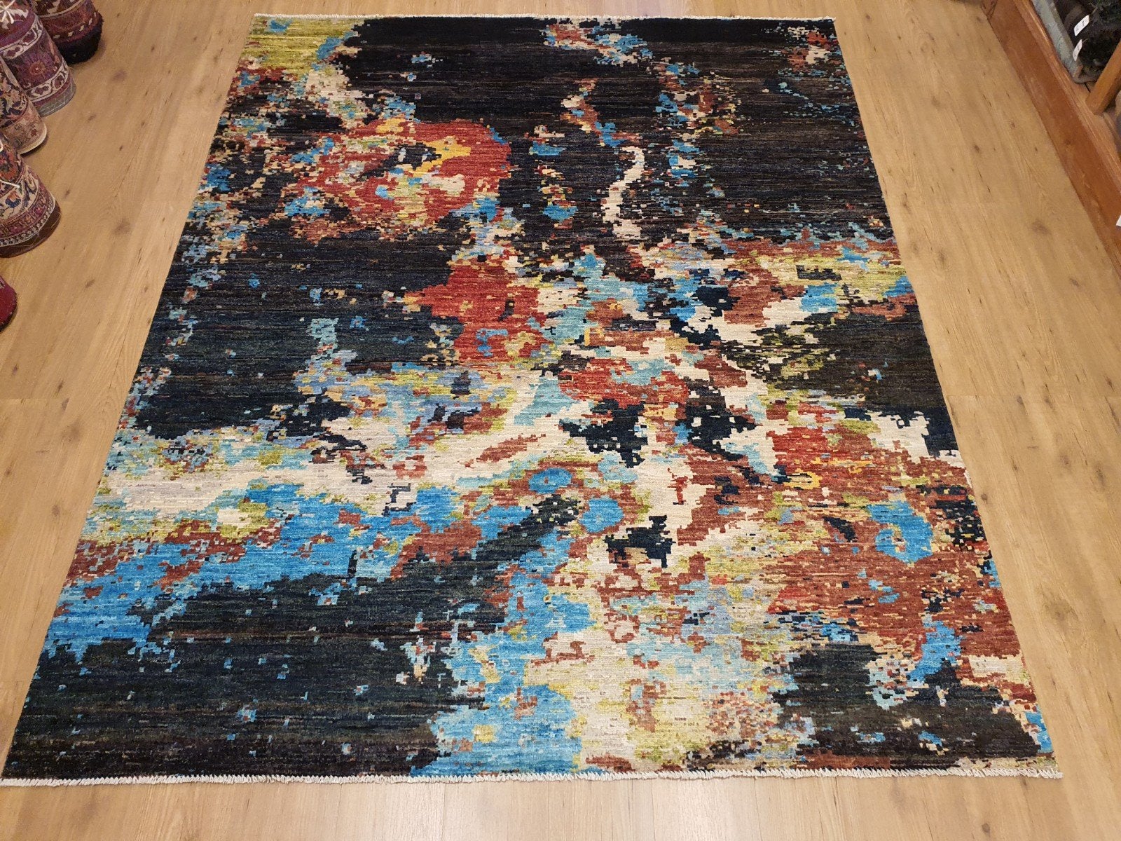 Handgeknoopt oosters tapijt modern art 247x199, Info@SlatsAntiek.nl, Geel, Perzisch, Vof Slats Antiek