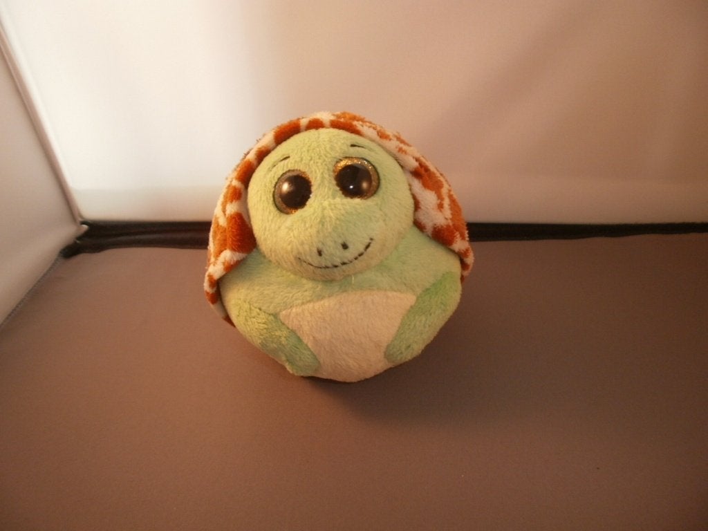 ty schildpad/giraf gevlekt groen lijf glazen ogen rond bal, Ophalen of Verzenden, Zo goed als nieuw, Middelgroot (20 tot 80 cm)