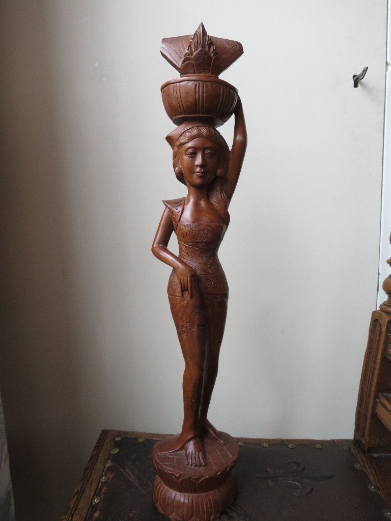 prachtig uit hout gesneden vrouw beeld 51 cm, Antiek en Kunst, Ophalen of Verzenden