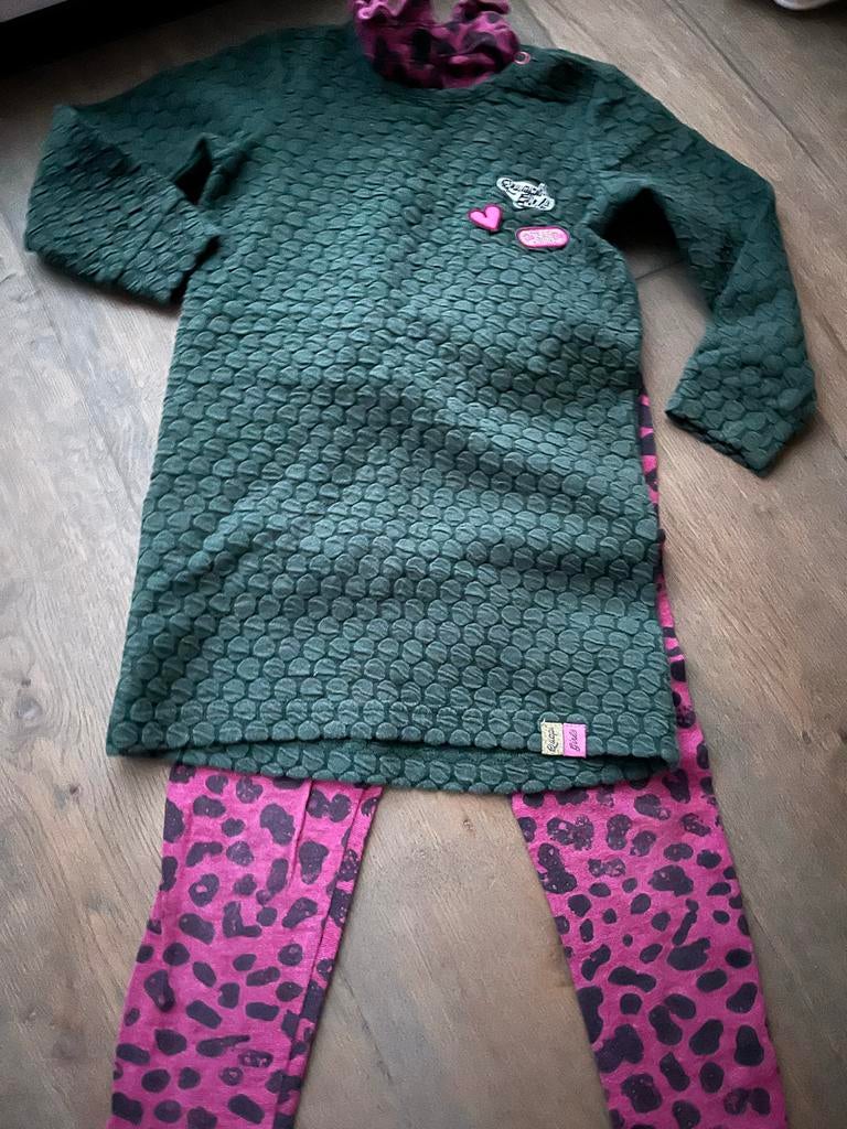Quapi Jurk met legging maat 86 - Groen/Roze Leopard, Ophalen of Verzenden, Zo goed als nieuw