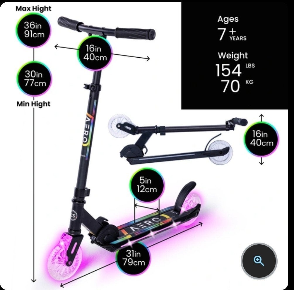 Aero Step C3 Kinderstep met RGB Lichtgevende Wielen zwart, Ophalen of Verzenden, Gebruikt, Gewone step