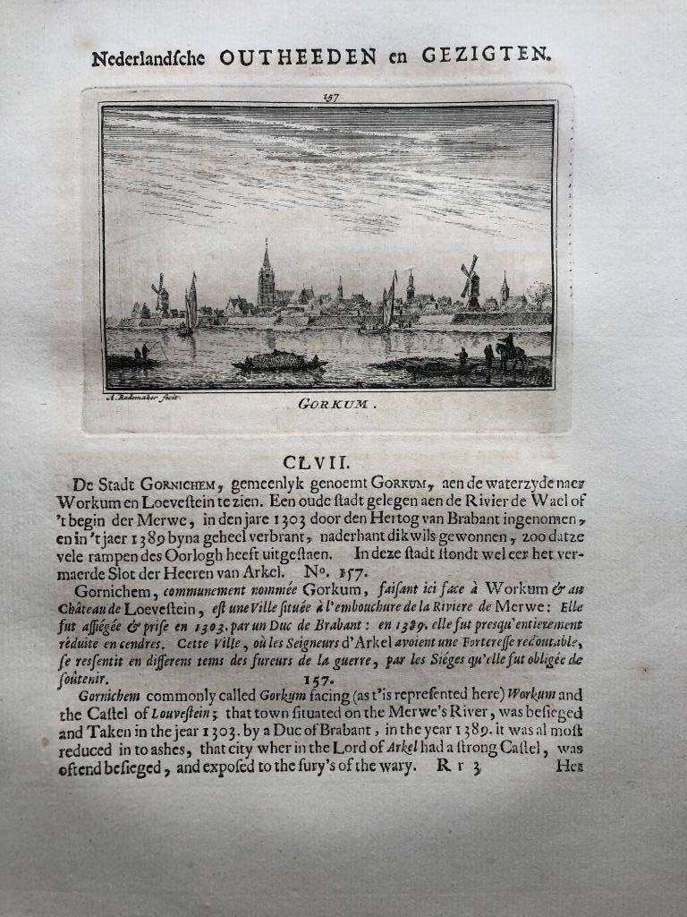 157 / Gorinchem Gorkum Kopergravure 1732, Antiek en Kunst, Kunst | Etsen en Gravures, Ophalen of Verzenden