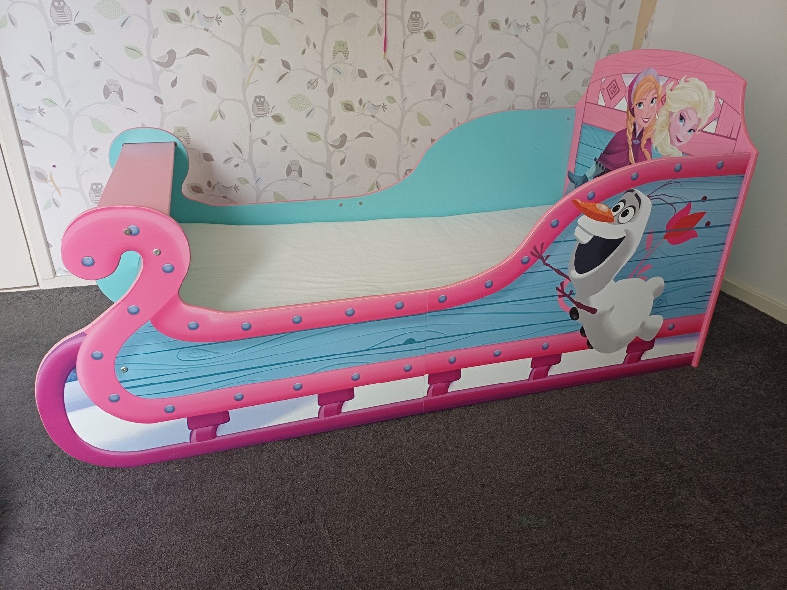 Frozen kinderbed met matras (optioneel), Ophalen, Gebruikt, 70 tot 85 cm, 140 tot 160 cm