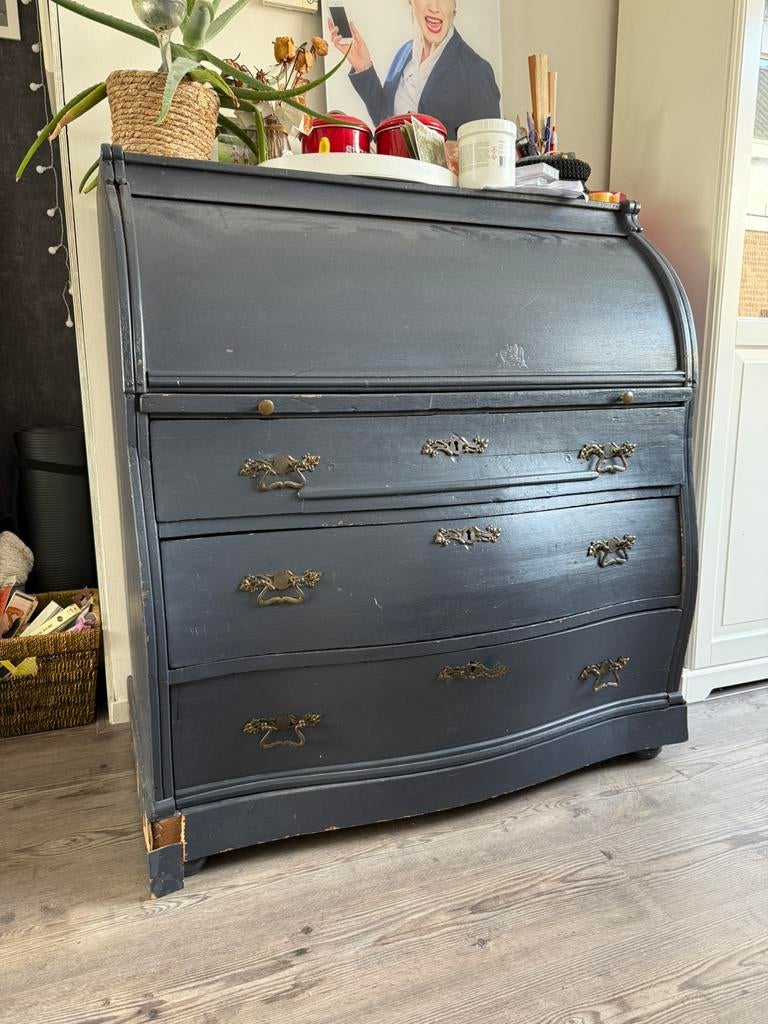 Antieke buiksecretaire - secretaire antraciet, Huis en Inrichting, Kasten | Secretaires, Ophalen, Gebruikt