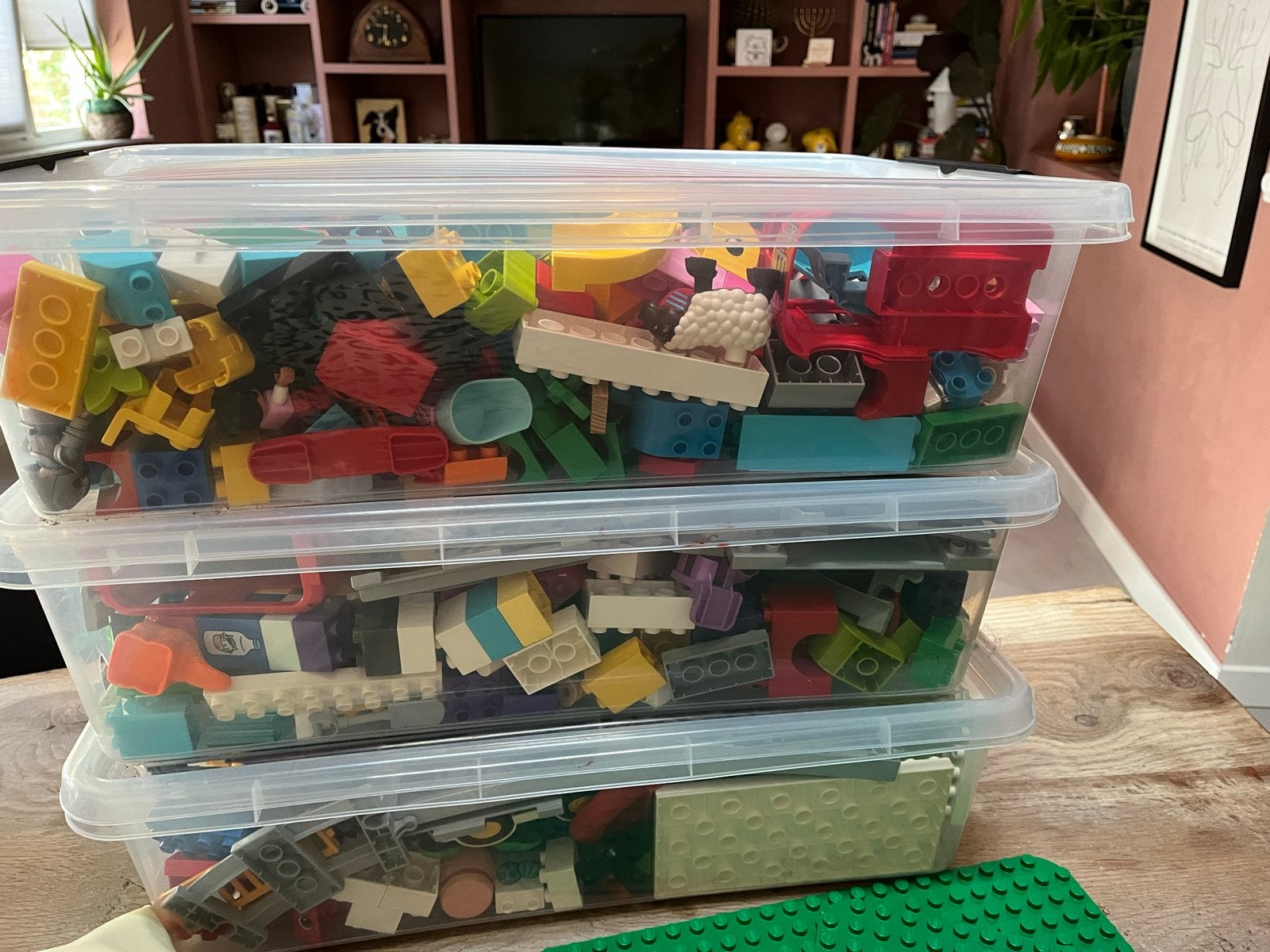 Grote partij Lego Duplo met trein, blokjes & grondplaten, Ophalen, Gebruikt, Inclusief extra onderdelen, Duplo
