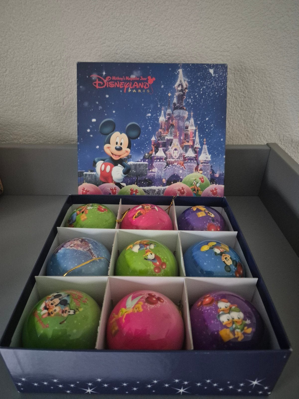 Disneyland Kerstballen set Disney, Ophalen of Verzenden, Overige figuren, Zo goed als nieuw, Beeldje of Figuurtje