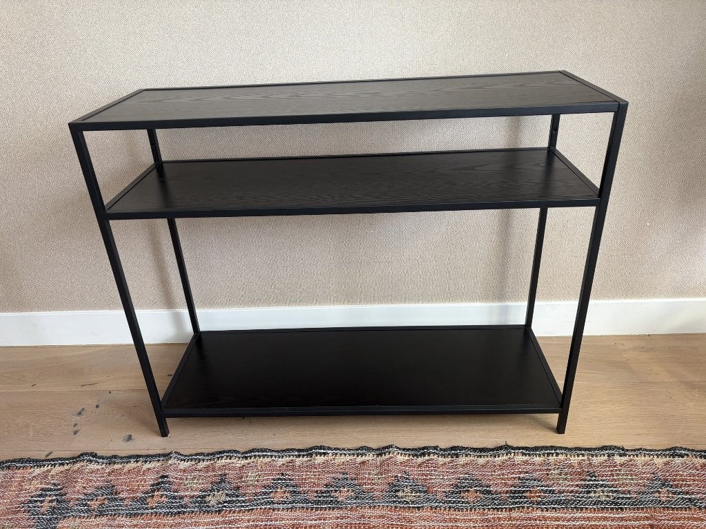 Westwing Seaford sidetable zwart 3 plateaus, Ophalen, 100 tot 150 cm, Zo goed als nieuw, Metaal