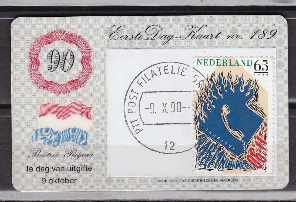 Nederland Eerste Dag Kaartjes EDK nr. 189, Postzegels en Munten, Ophalen of Verzenden, Onbeschreven, Nederland
