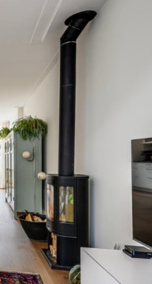 Stijlvolle Contura Houtkachel met Houtopslag en Vloerplaat, Huis en Inrichting, Kachels, Ophalen, Gebruikt, Houtkachel, Vrijstaand