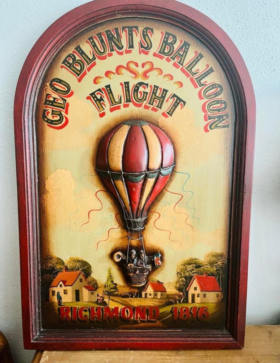 Vintage Wandpaneel Geo Blunt's Balloon Flight Richmond 1816, Ophalen of Verzenden, Zo goed als nieuw