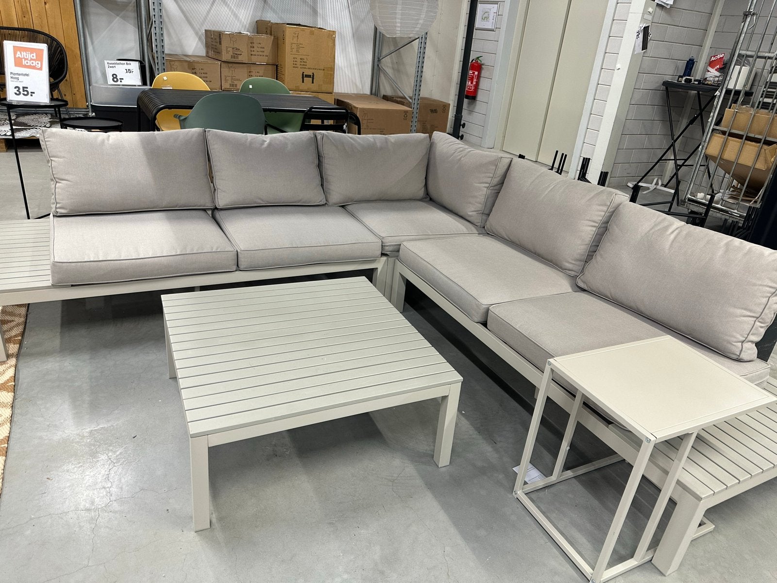 Moderne loungeset met salontafel, Tuin en Terras, Tuinsets en Loungesets, Ophalen, 5 zitplaatsen, Aluminium, Zo goed als nieuw