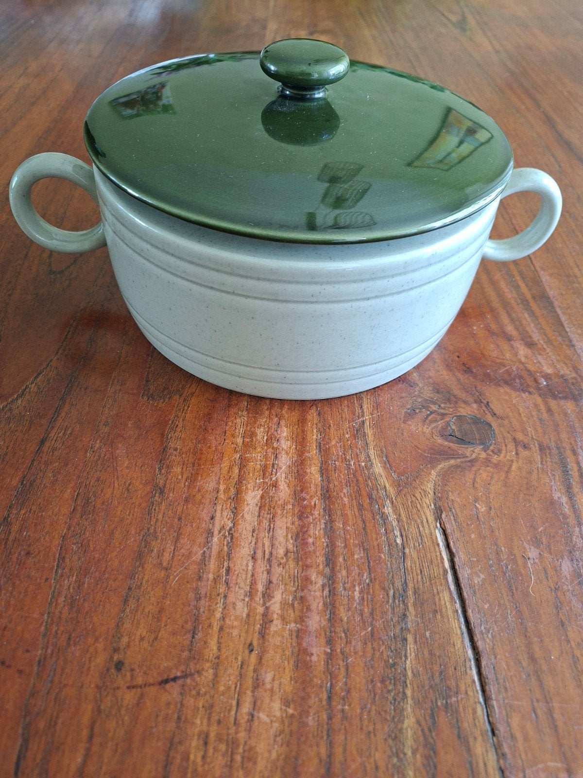 Vintage Melitta Ceracron soepterrine.- Groen/Beig, Ophalen of Verzenden
