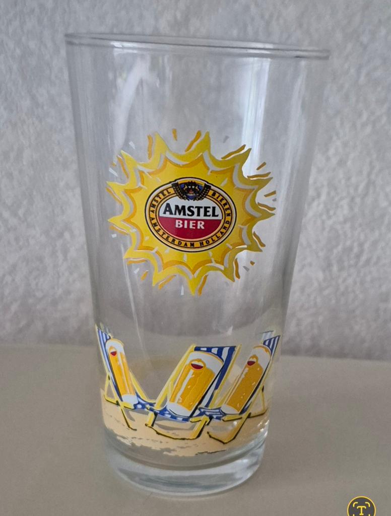 6 Amstel zomer bierglazen, Ophalen, Zo goed als nieuw, Glas of Glazen, Amstel