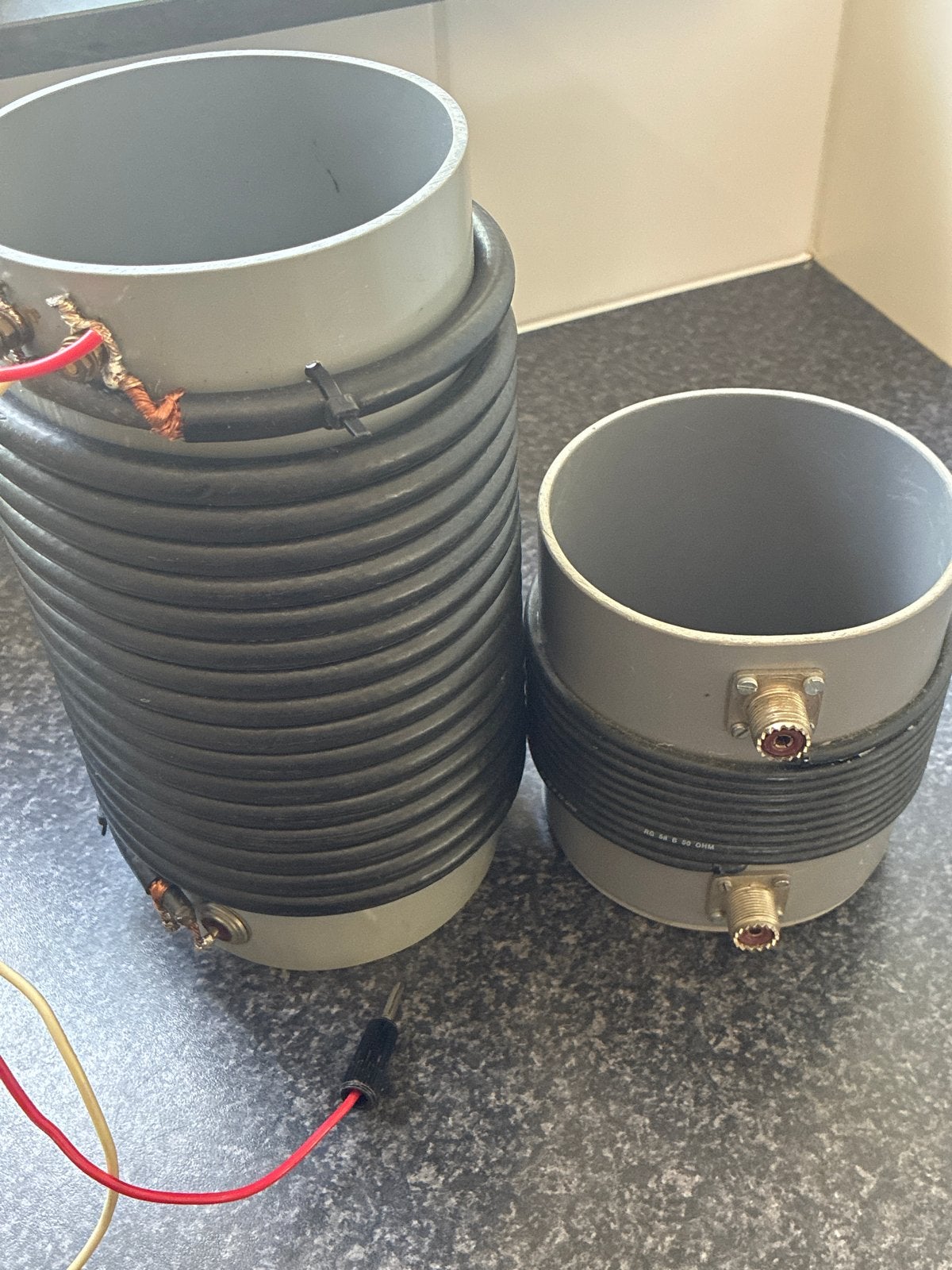 2 stuks zelfgemaakte spoelen / RF-chokes, Telecommunicatie, Ophalen of Verzenden, Gebruikt, Antenne