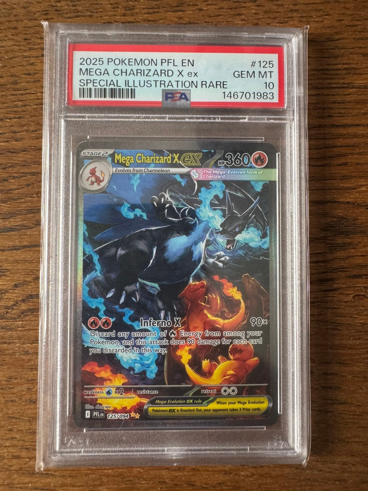 Mega Charizard X EX #125 PFL PSA10 Pokemonkaart, Ophalen, Zo goed als nieuw