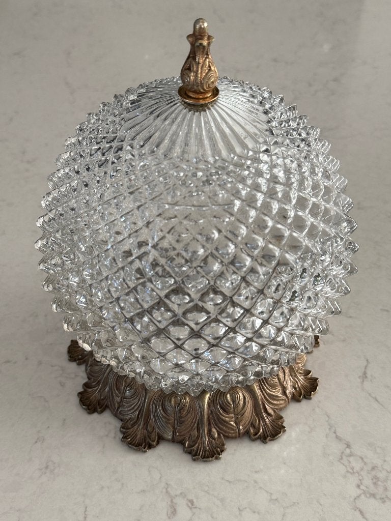 Plafondlamp vintage barok, Ophalen, Gebruikt, Glas, Vintage retro klassiek plafond