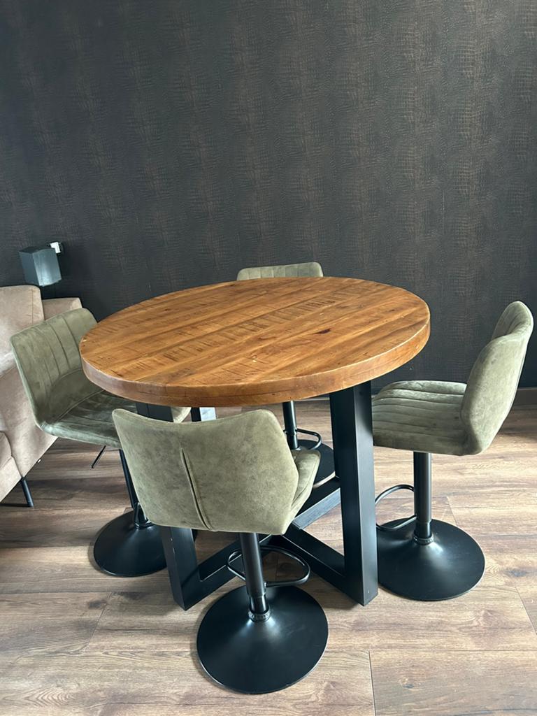 Mangohouten tafel met stoelen, Ophalen, Gebruikt, 4 tot 6 stoelen
