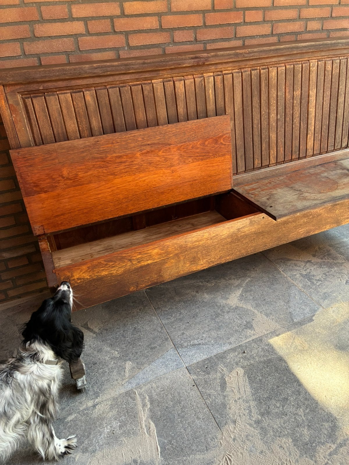 Bank met opbergruimte, Tuin en Terras, Ophalen, Gebruikt, Hout