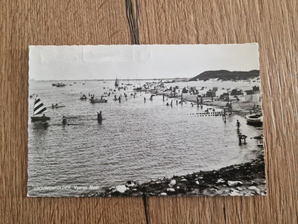 Oude ansichtkaart Vrouwenpolder, Zeeland - Strandzicht, Ophalen of Verzenden, 1960 tot 1980, Gelopen, Zeeland