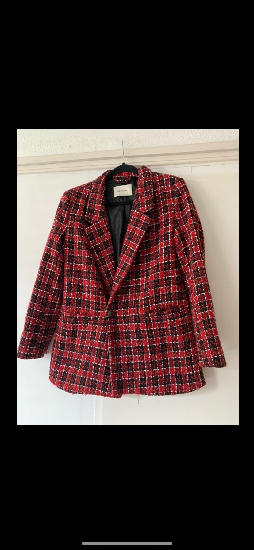 Stradivarius geruite blazer rood/zwart - Maat M, Maat 38/40 (M), Ophalen of Verzenden, Zo goed als nieuw, Jasje