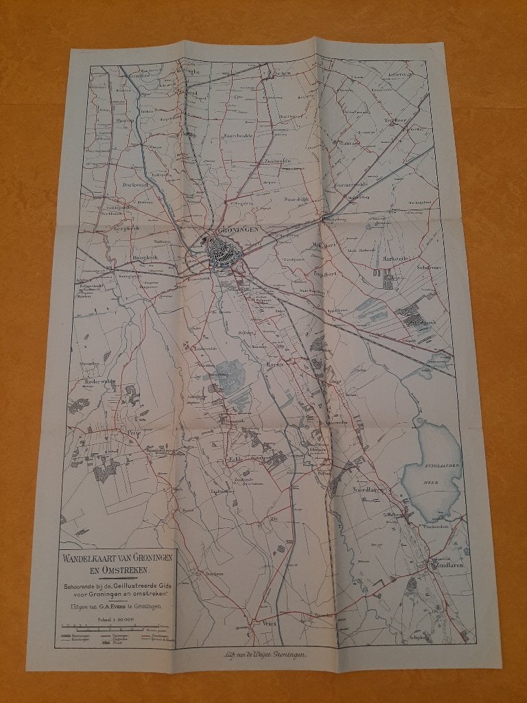 mooie zeer oude plattegrond Groningen en omstreken jr10-20?, G.A. Evers, Ophalen of Verzenden, 1800 tot 2000, Nederland