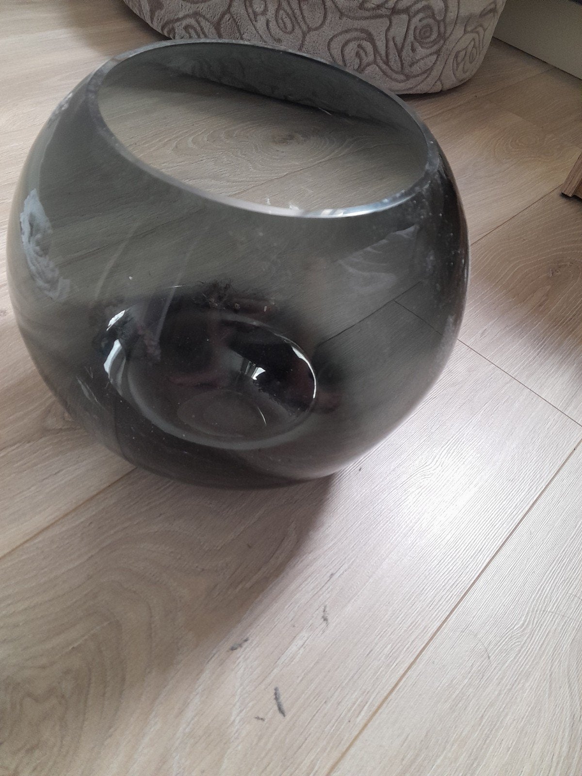 Grote glazen vaas/windlicht - donkergrijs, Ophalen of Verzenden