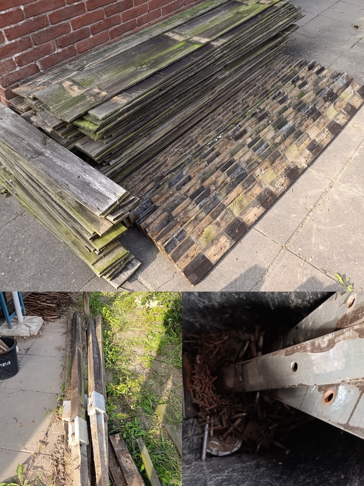 Diverse schuttingonderdelen - Hout en ijzer, Tuin en Terras, Ophalen, Minder dan 3 meter, Hout, 1 tot 2 meter