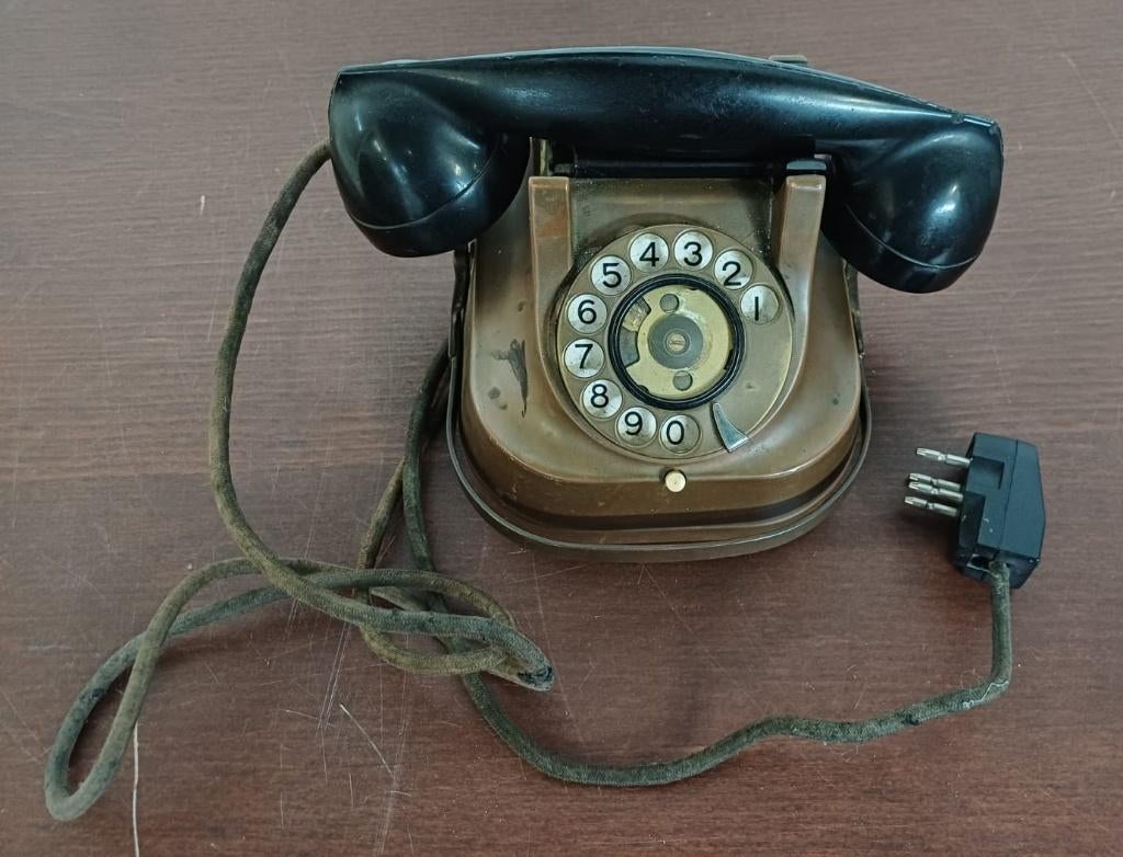 Vintage RTT-56 Telefoon koperkleurig met draaischijf, Ophalen of Verzenden