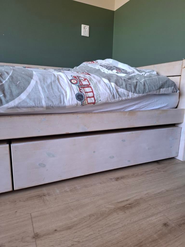 Lifetime whitewas  bedlades met deksel -opbergruimte, Huis en Inrichting, Slaapkamer | Bedden, Ophalen, Gebruikt, Scandinavisch, functioneel