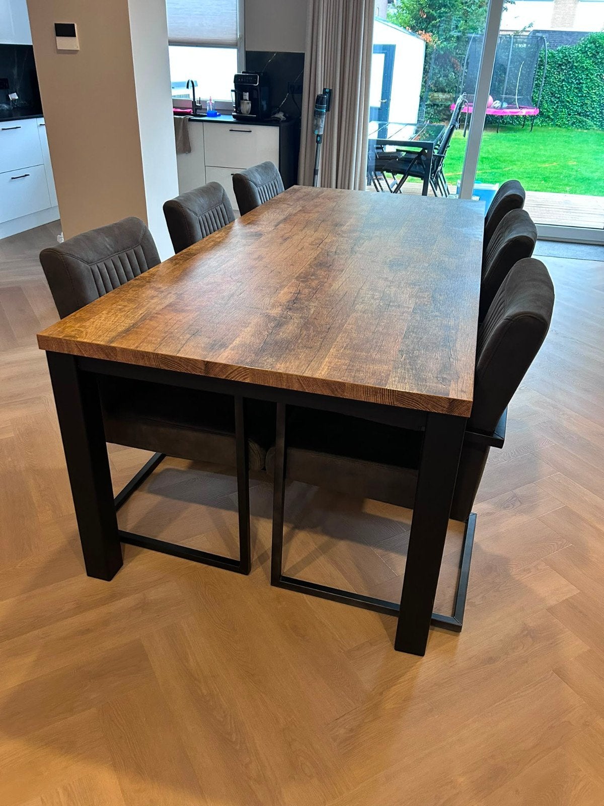 Eettafel met 6 stoelen, Gebruikt, 100 tot 150 cm, 200 cm of meer, Vijf personen of meer