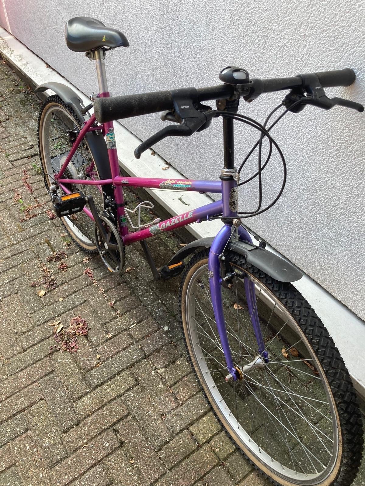 Gazelle fiets, paars/roze, 18 versnellingen, 26 inch, Ophalen, Gebruikt, 26 inch, Velgrem