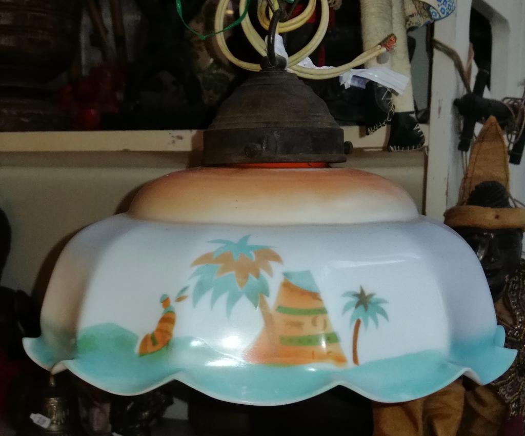 Art Deco glazen lampenkap Egypt revival nummer 2, Ophalen of Verzenden