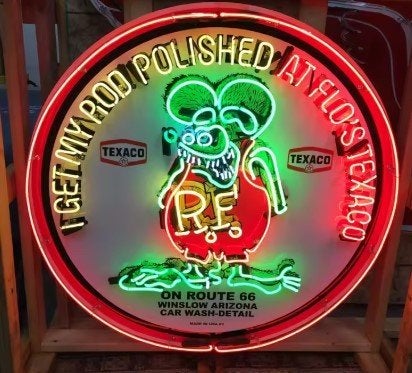 Rat fink I get my rat polished USA texaco neon lichtreclame, Lichtbak of (neon) lamp, Nieuw, Ophalen of Verzenden, Info@americansaleshop.nl