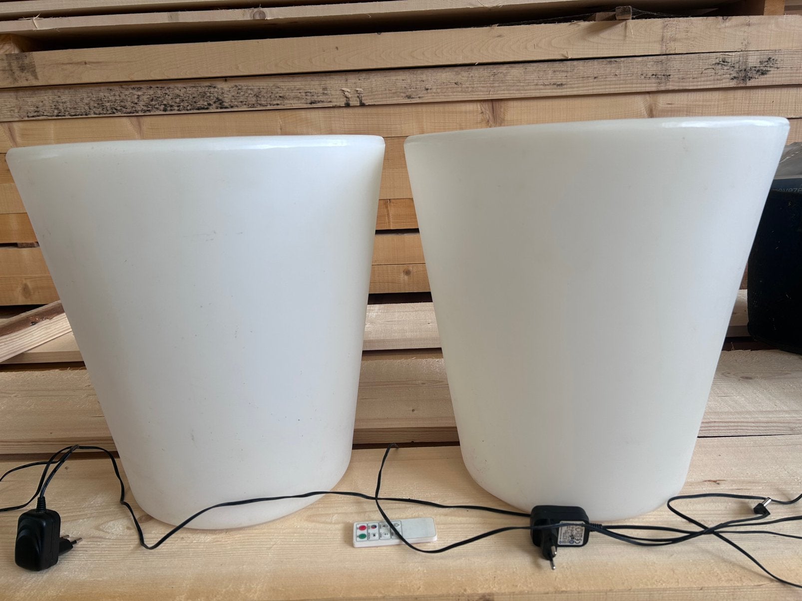 2 x lichtgevend licht bloempot plantenbak wit lamp, Ophalen, Kunststof, Minder dan 30 cm, Rond