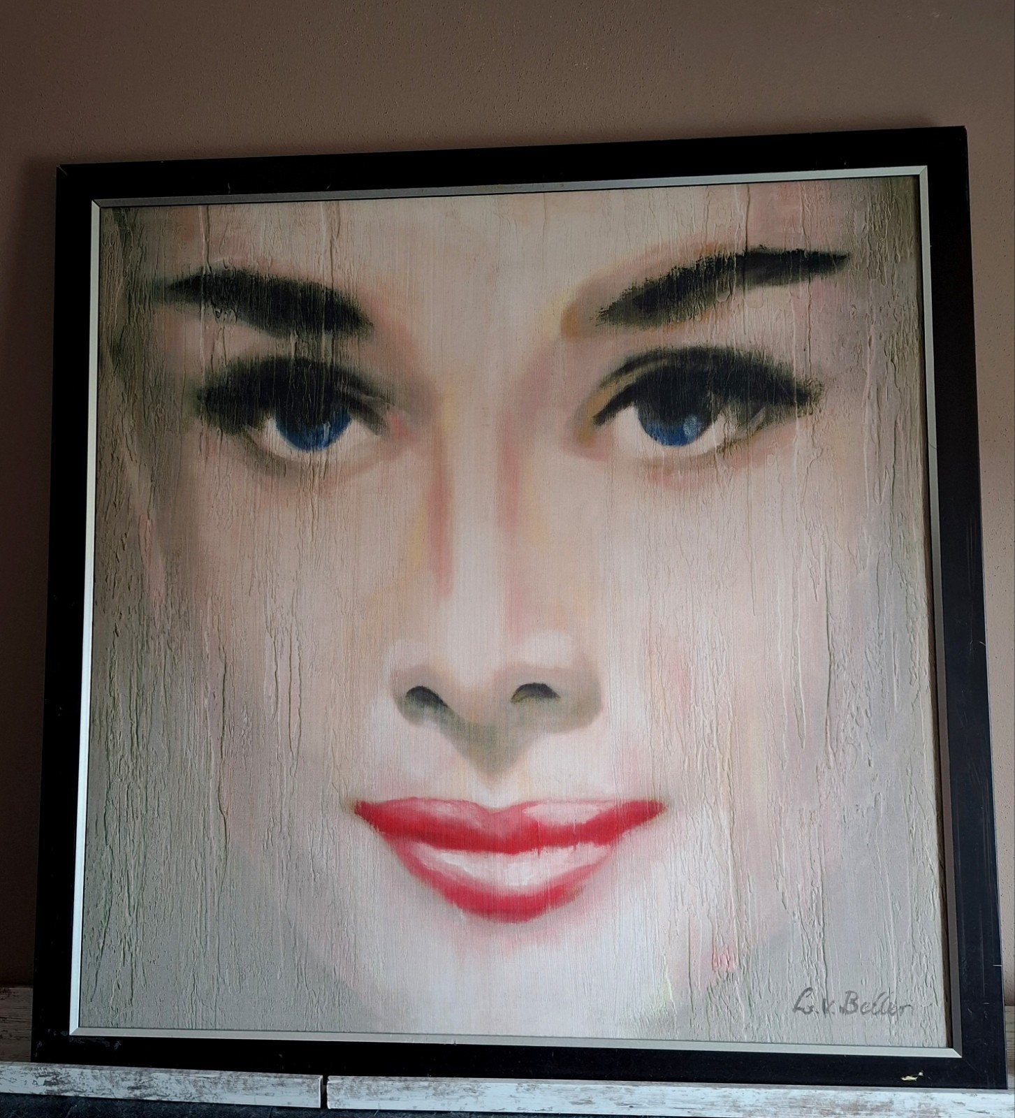 Modern Schilderij Audrey Hepburn - 100x100 cm, Ophalen, Olieverf, Portret, Gesigneerd
