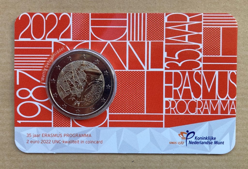 Coincard 2 Euro Erasmus 2022, Ophalen of Verzenden, Koningin Beatrix, Euro's