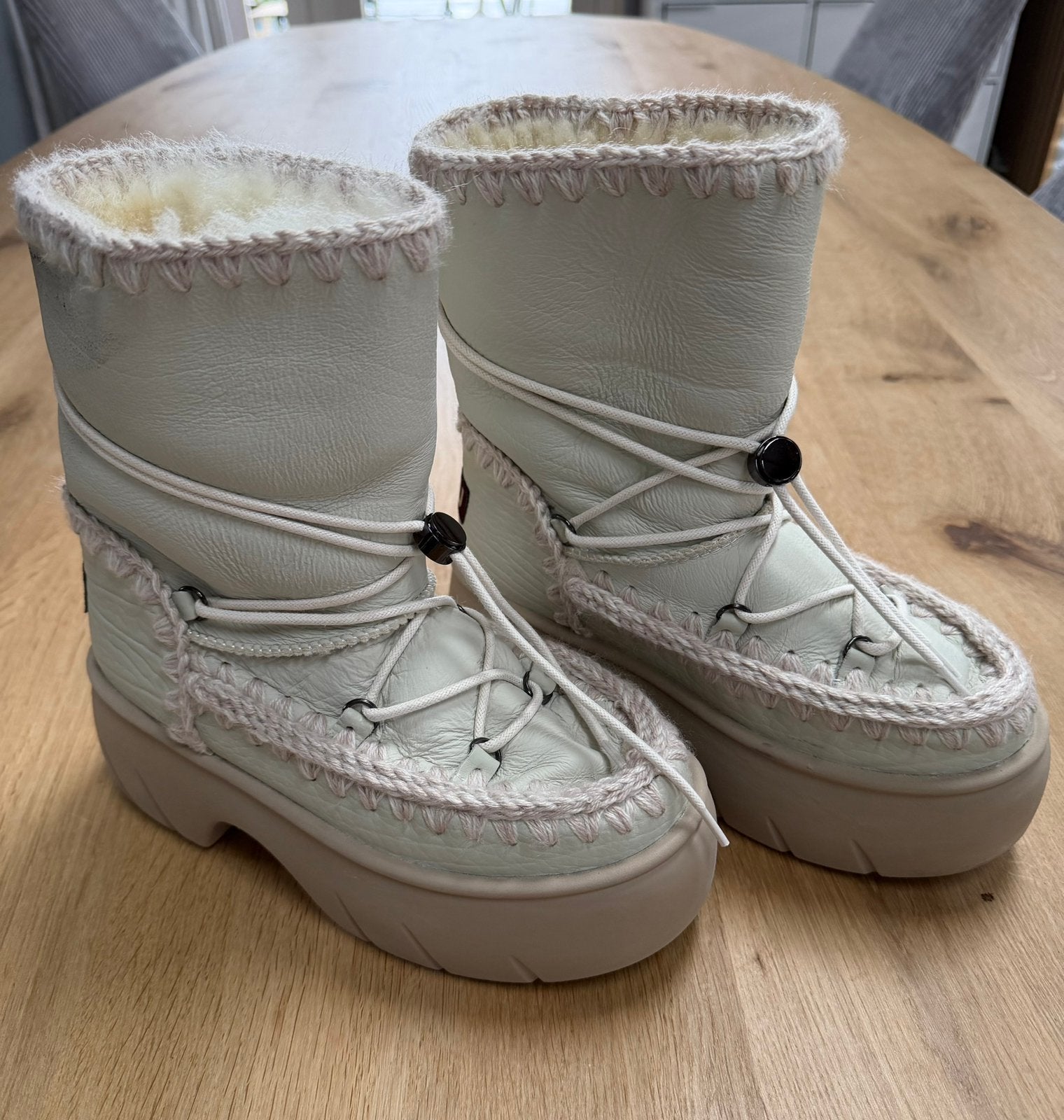 Mou sheepskin/leren laarzen plateauzool maat 38, wit, Verzenden, Wit, Lage of Enkellaarzen, Zo goed als nieuw