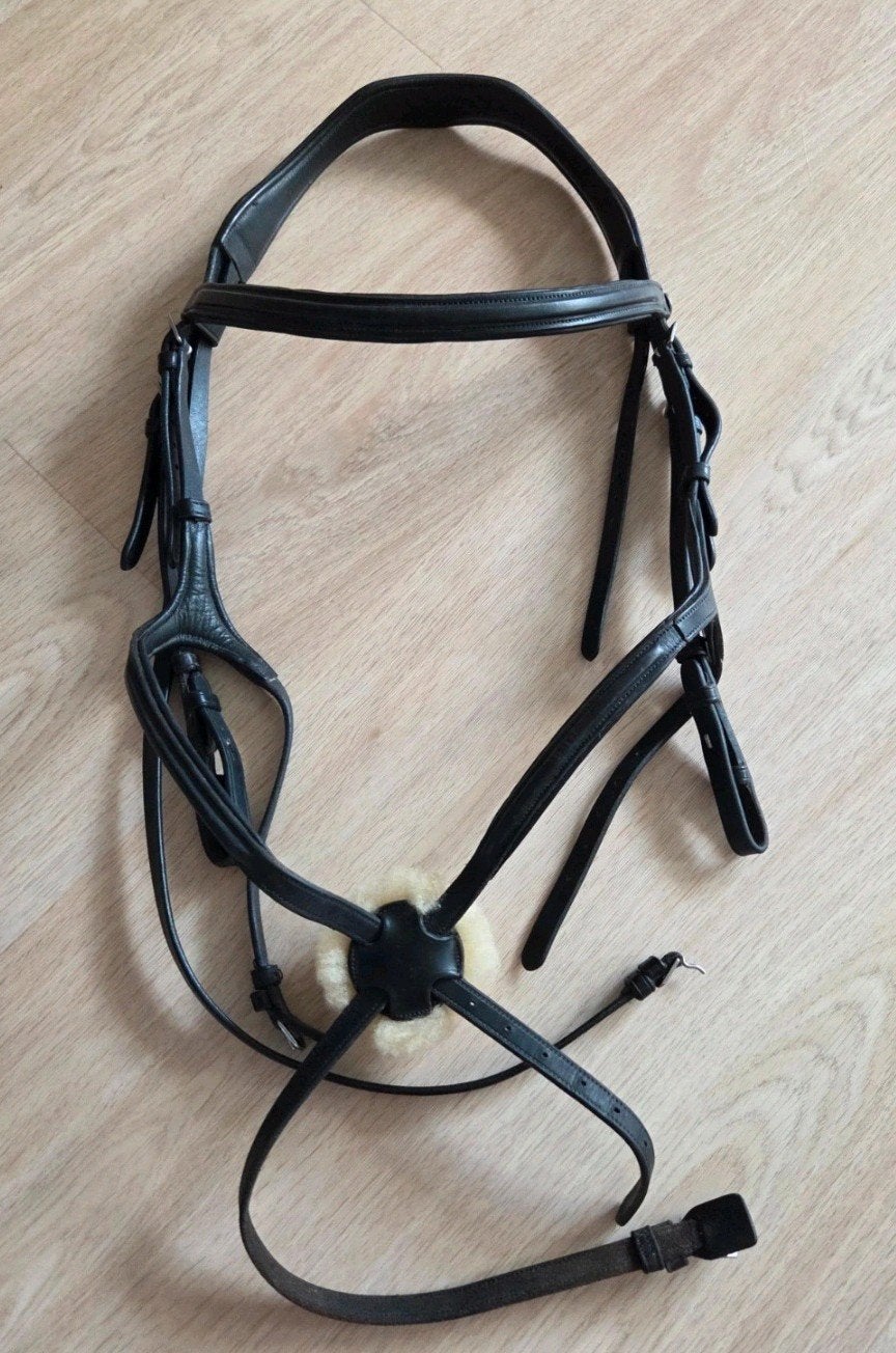 Dy'on Hoofdstel Mexicaanse Neusriem, Black - Full, Dieren en Toebehoren, Paarden en Pony's | Hoofdstellen en Tuigage, Zo goed als nieuw