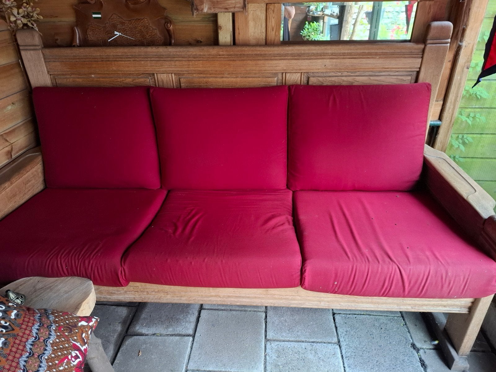 Houten bank ,handgemaakt, Tuinbank, buitenbank, loungebank, Hout, Gebruikt, Driepersoons