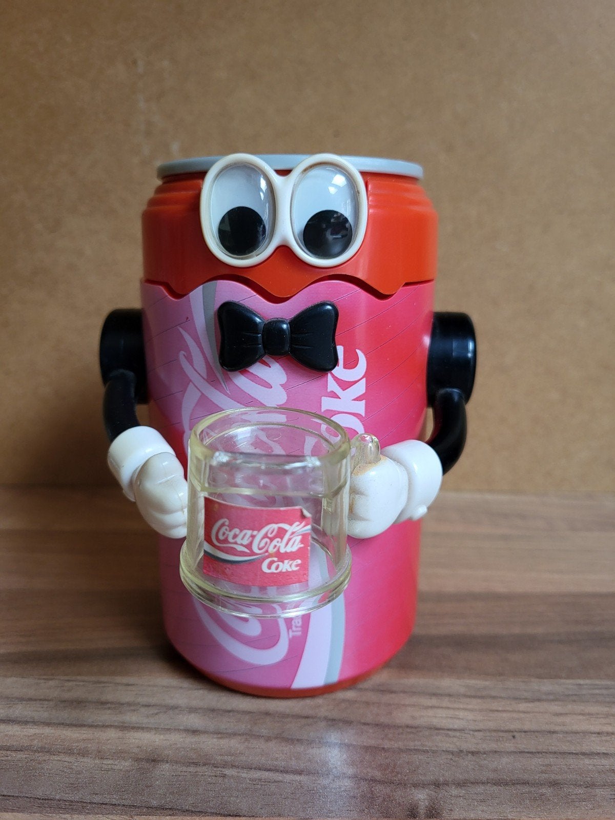 Vintage Coca-Cola blikje spaarpot met beweegbare armen, Verzamelen, Ophalen of Verzenden, Gebruikt